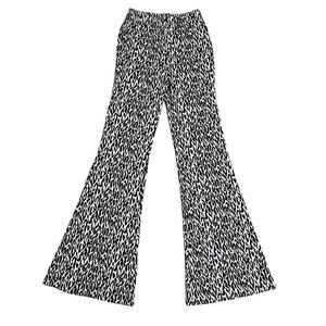 Forever 21 Womens Animal Print Bell Bottom Pants Size Small Black